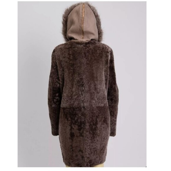 Yves Salomon Genuine Sheepskin Reversible Shearling Coat - Picture 5 of 12